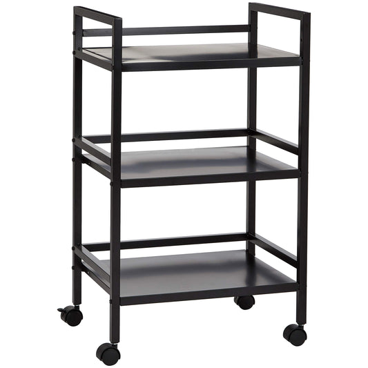 Amazon Basics Kitchen Trolley Metal Serving Cart With 3 Tier Storage, Black Single