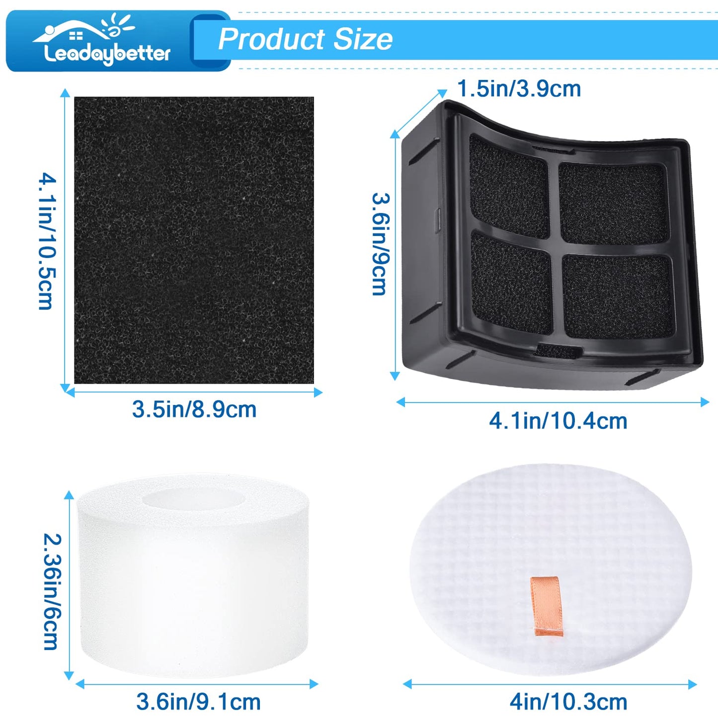 Leadaybetter NV601UK Filter Replacement for Shark Rotator DuoClean Lift-Away NV600 NV601 NV601UKT NV600UK NV700UK NV700UKT Upright Vacuum, Part XFF600 XHF600 1 HEPA Filters + 3 Foam Filters 1+3 pack