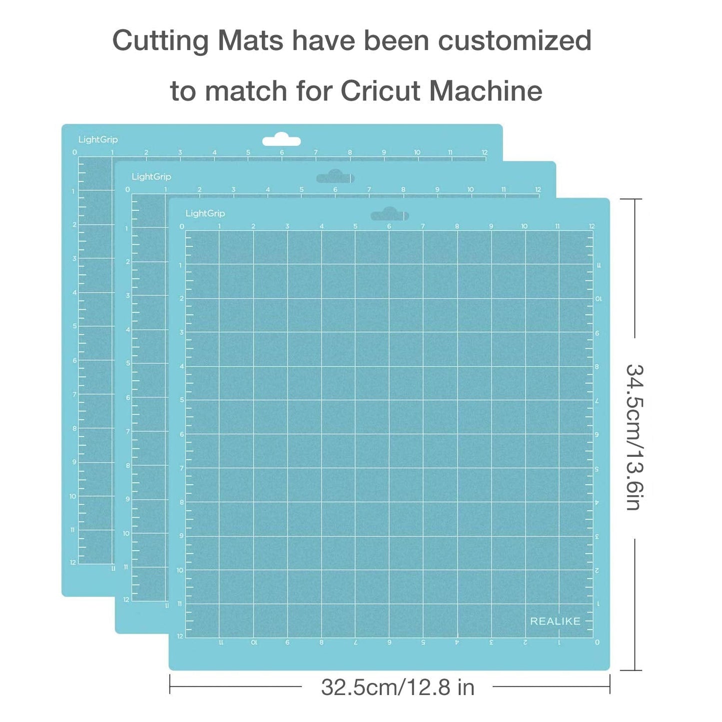 REALIKE Light Grip Cutting Mat for Cricut Explore Machine,Cricut Expression Machine Maker 30.48cmX30.48cm 12x12 inch Adhesive Sticky Cutting Mats 3Pack Replacement Vinyl Cutting mat for Craft Sewing Blue for Lightgrip 12"X12"(30.48cmX30.48cm)