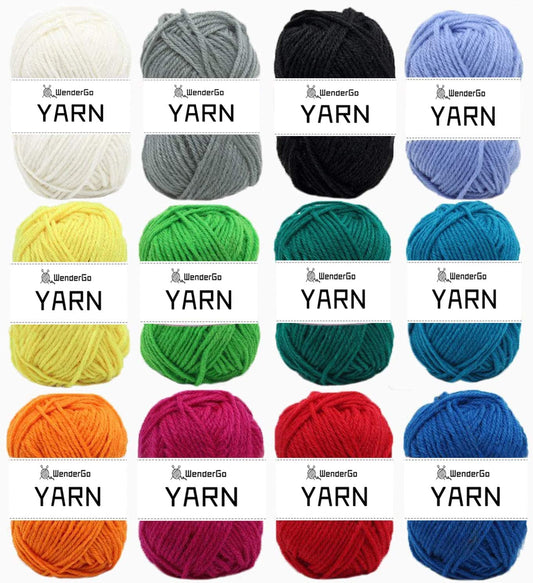 Wendergo 12X 50g Double Knitting Yarn 100% Acrylic Knitting Yarn Colourful DK Yarn with Crochet Hook & Stitch Markers - Perfect for Any Crochet and Knitting Mini Project