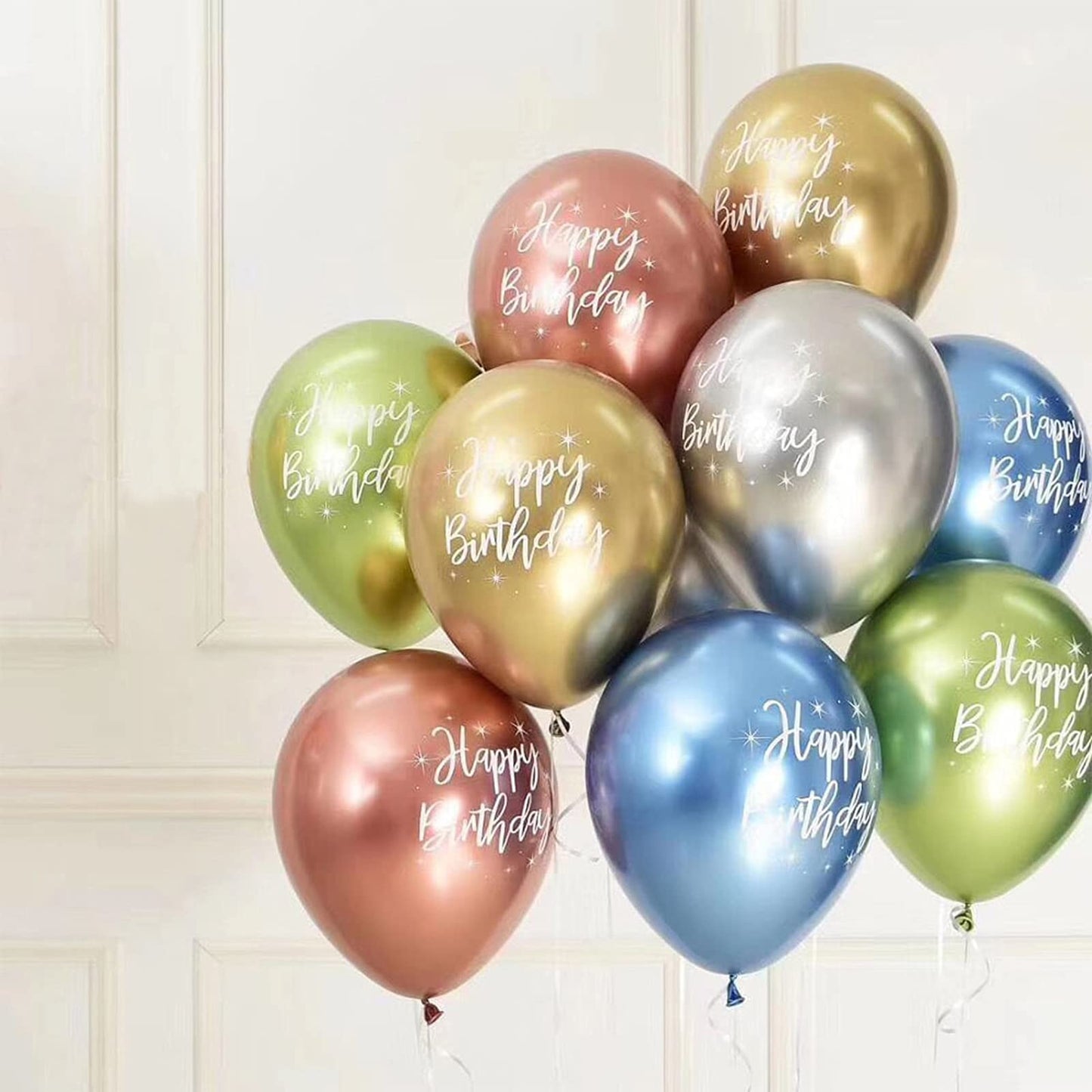 Happy Birthday Metallic Balloons,20 PCS 12 Inch Shiny Metallic Balloon Latex Balloon Happy Birthday Balloons 20pcs