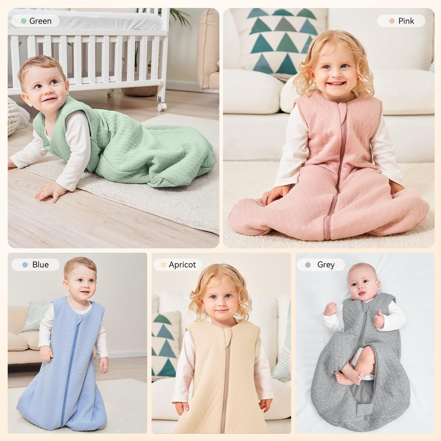 Yoofoss Baby Sleeping Bag 6-12 Months 100% Cotton TOG 2.5 Winter Toddler Sleep Sack Wearable Blanket for Infant Toddler Grey