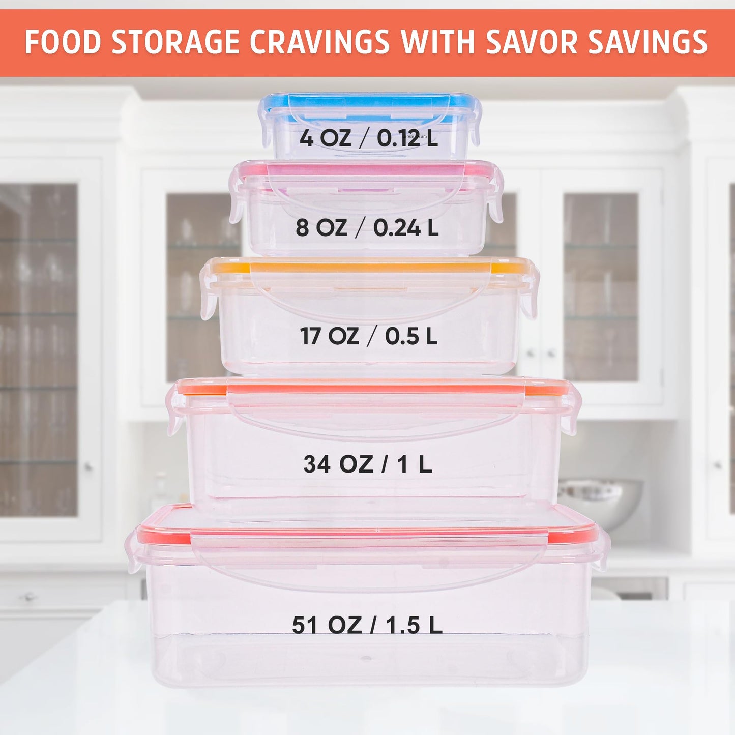 10 Pcs Food Storage Containers-Stackable Kitchen Bowls sets-BPA Free Leak Proof Plastic Food Storage Containers with Lids Airtight-Microwave Freezer Safe Lunch Boxes ,5 Meal Prep Containers & 5 Lids 10 PCS