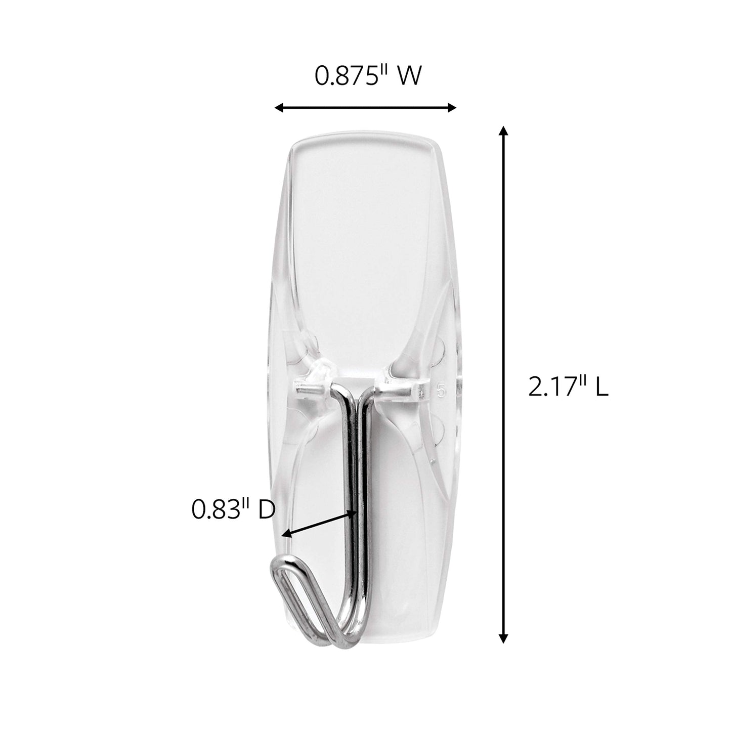 Command Wire Toggle Medium Hook, Pack of 6 Hooks and 8 Adhesive Strips, Transparent - Damage Free Hanging - Holds up to 900g Medium Wire Hooks