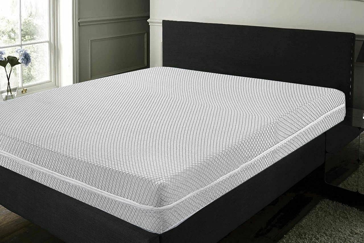 100% Poly Cotton Mattress Cover Fully Total Encasement Zipped Mattress Protector Single Double Bed King Super King Matress Cover with Zip Anti Bug Easy Care (Light Grey, Double) Light Grey