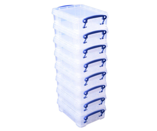 Really Useful Plastic Storage Box 0.75 Litre Clear (Pack of 8)