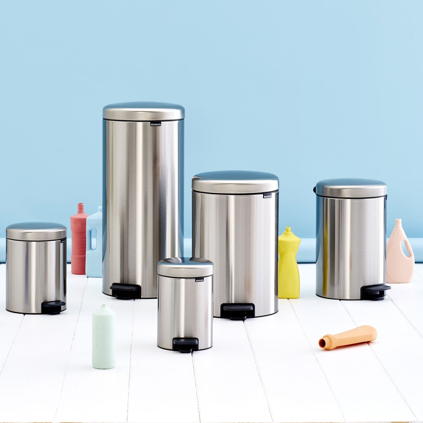 Brabantia NewIcon Pedal Bin 12L, Soft-Closure Rubbish Waste Bin, Removable Inner Bucket + Free Bin Bags, Brilliant Steel 12 Litre