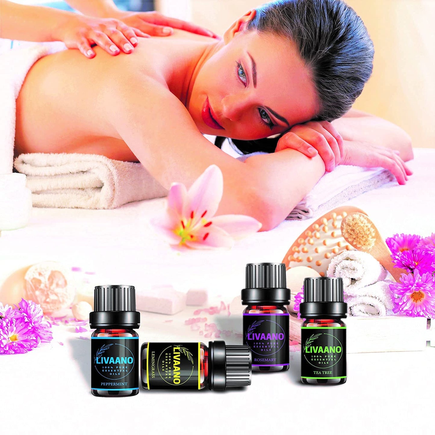 LIVAANO 100% Natural Essential Oils Set, 5ml 12 Aromatherapy Oils, Essential Oils for diffusers for Home, Diffuser Oil, Lavender, Tea Tree, Lemon, Bergamot Best Seller