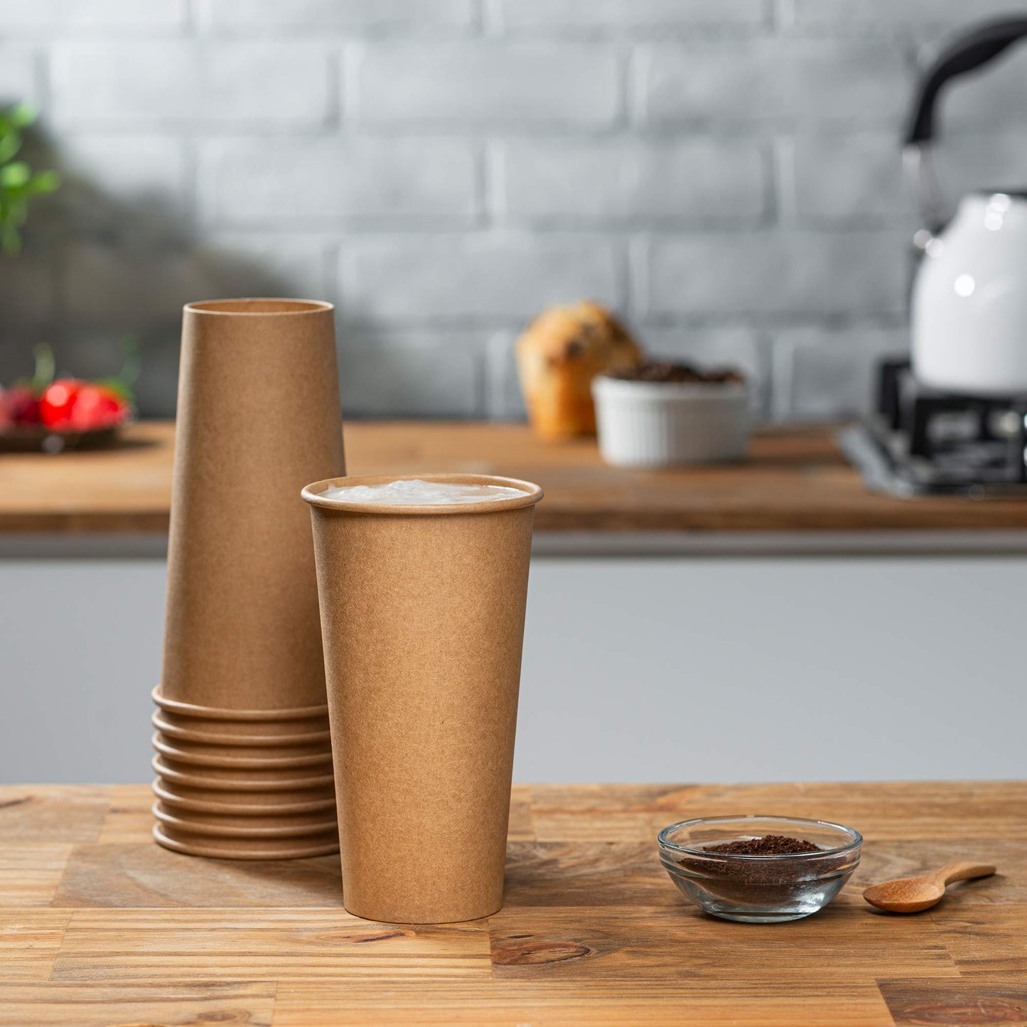 Comfy Package [100 Pack] 20 oz. - 600 ml Kraft Paper Hot Coffee Cups- Unbleached 20 oz.