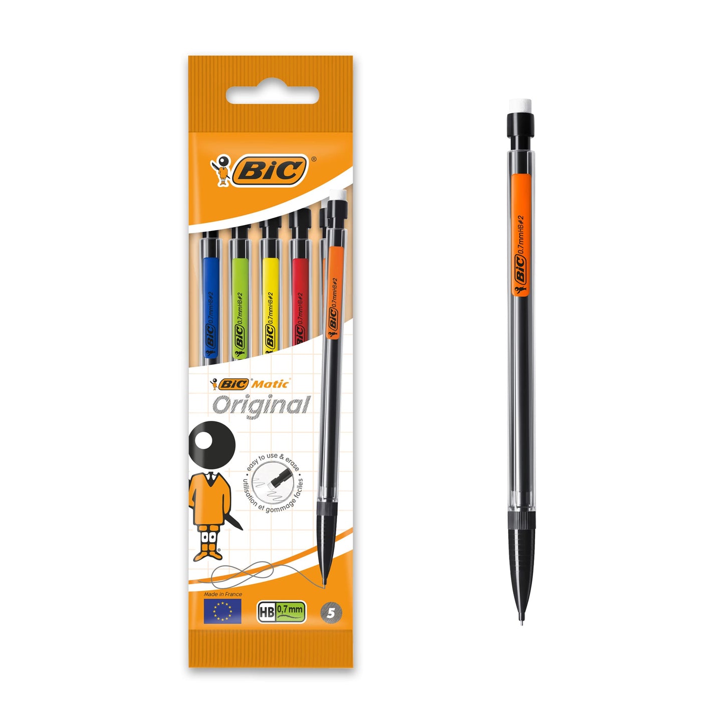 BIC Matic Original 0.7mm Mechanical Pencils 5 Pack, black