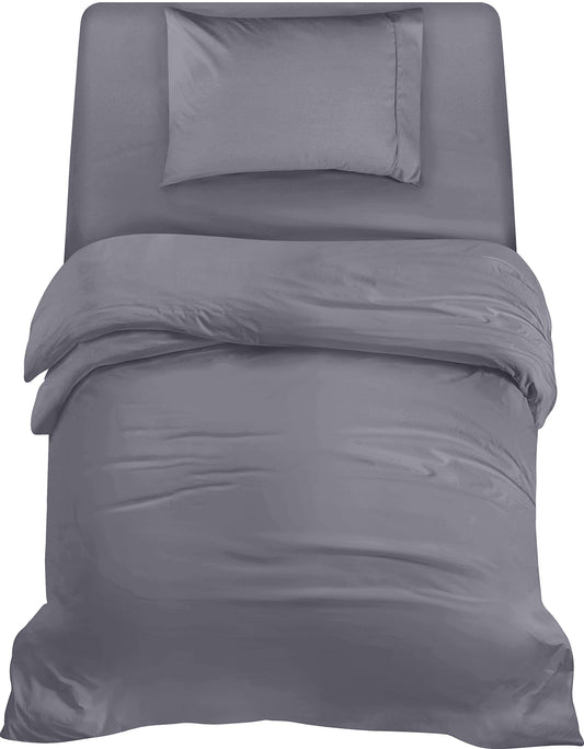 Utopia Bedding 3 Piece Single Bedding Set - Duvet Cover, Fitted Sheet with Pillow case - Soft Brushed Microfiber (Grey) Grey