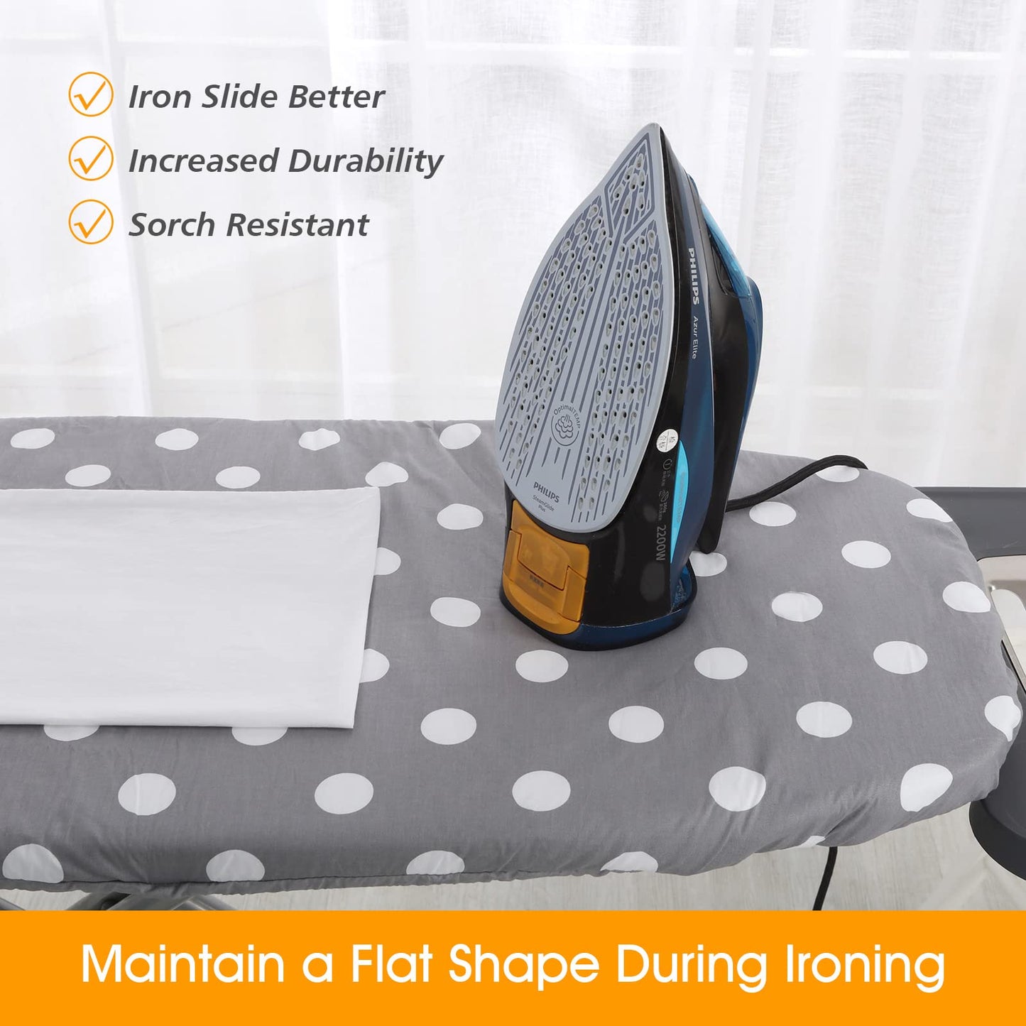 SHERWOOD Ironing Board Cover 128 x 40cm 100% Cotton Cover with Thick Felt Resists Scorching and Staining Adjustable Size Iron Board Cover - Bubble