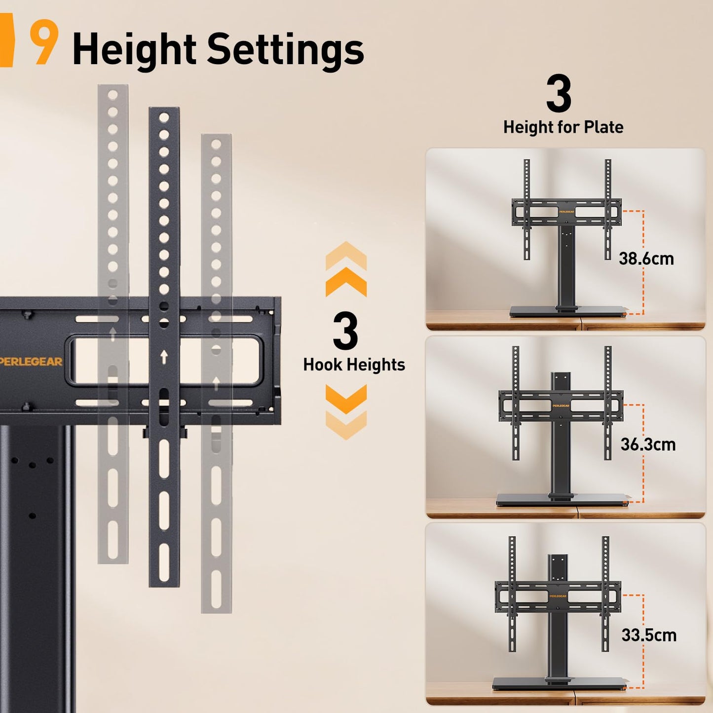 Universal Swivel TV Stand - Table Top TV Stand for 32-60 inch LCD LED TVs - Height Adjustable TV Base Stand with Tempered Glass Base & Wire Management, Holds 40 KG & Max.VESA 400x400mm