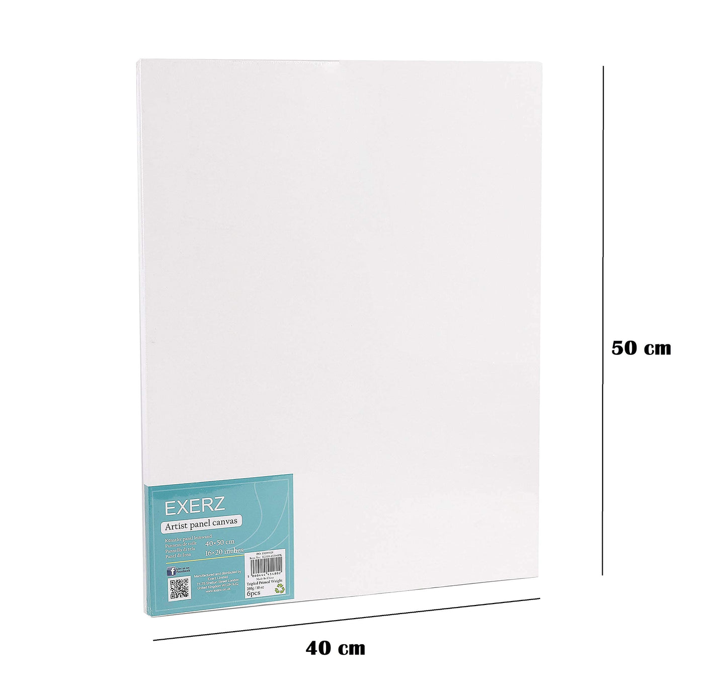 Exerz 40x50cm Canvas Panels 6pcs/ 3mm Artist Canvas Board Blank/ 280gsm 100% Cotton/Triple Primed/Acid Free/Medium Grain - Oil & Acrylic Painting for Artists at All Levels 40x50cm-6PK