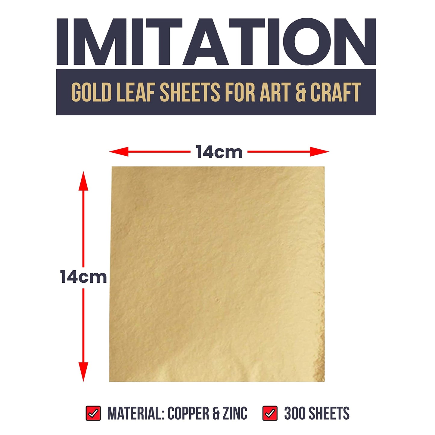 300 Imitation Gold Leaf Sheets 14 x 14 cm Gold Leaf for Art, Gilding, Crafting, Paintings, Home Furniture Decoration, Nail & DIY Arts Projects (Gold, 300 Sheets)