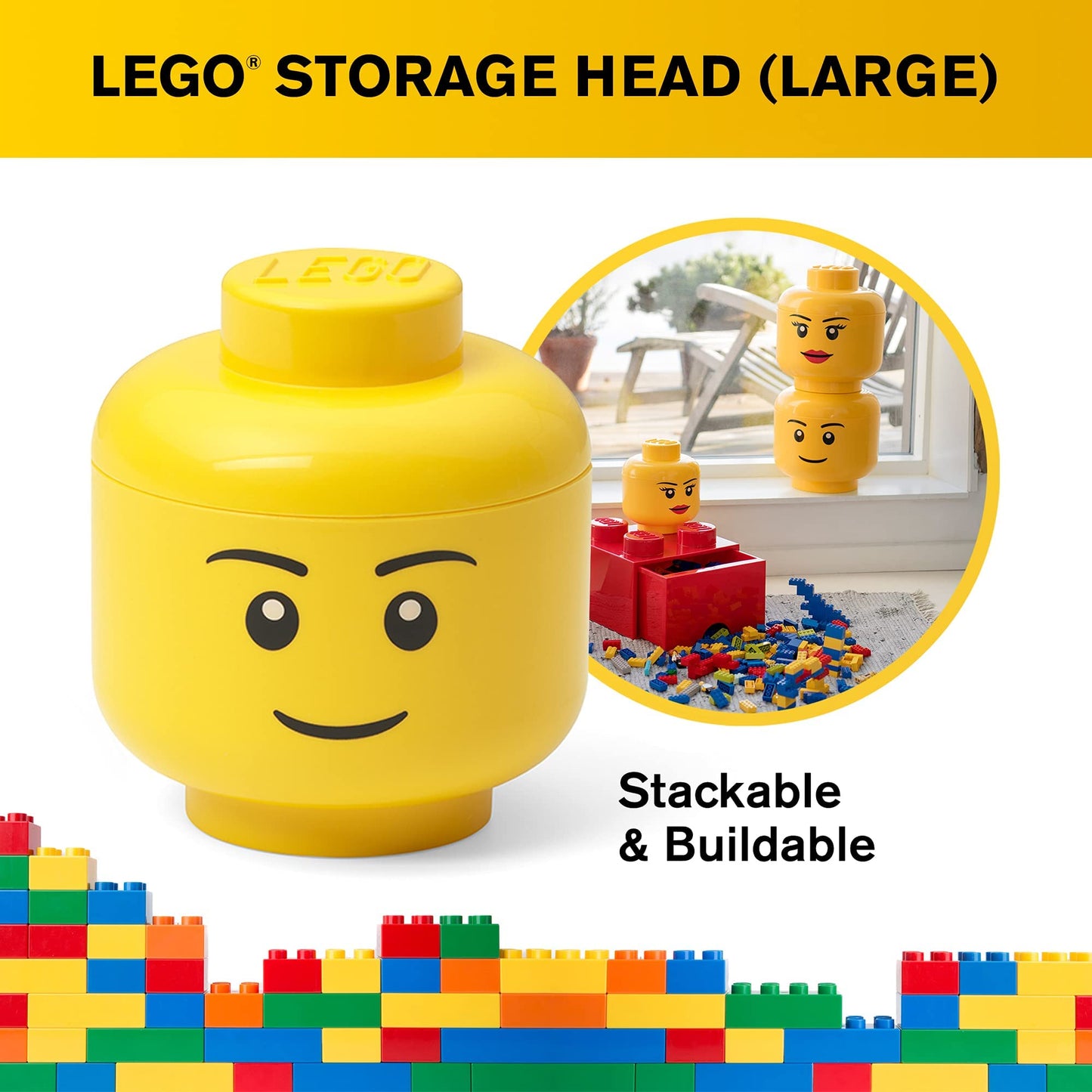 Room Copenhagen 40311724 4032 Boy Storage Head, Plastic, Yellow Large