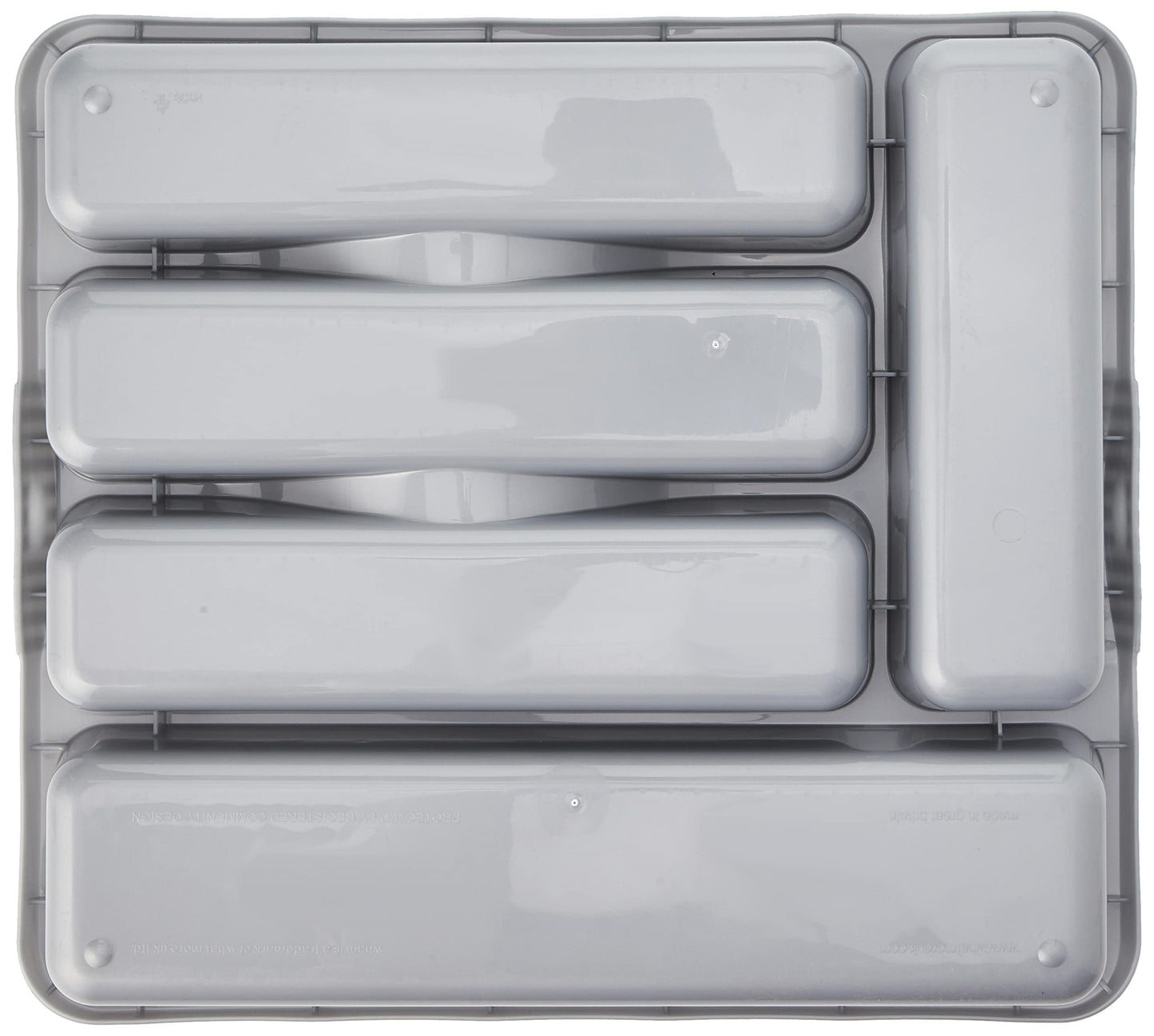 Wham Silver 5 Compartment Plastic Cutlery Holder Tray Drawer Organiser Rack