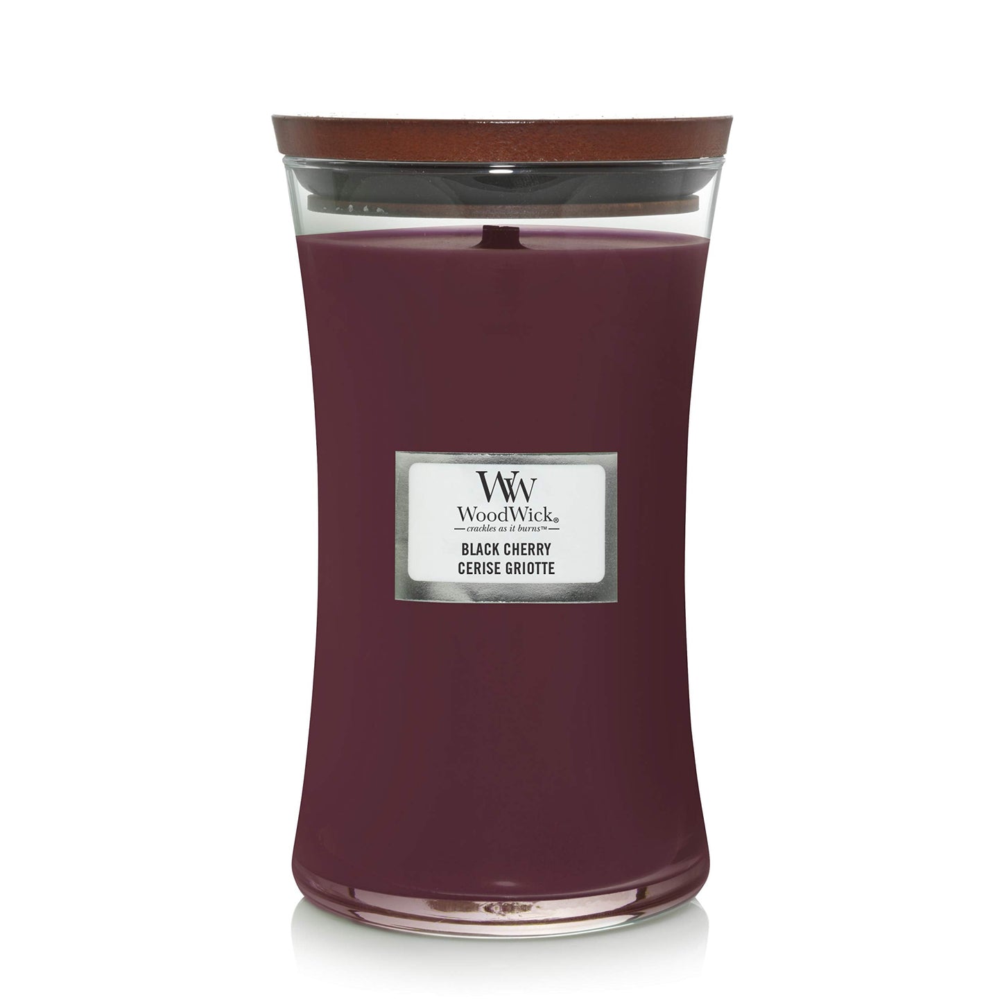 Woodwick Large Hourglass Scented Candle - Black Cherry - with Crackling Wick - Burn Time : Up to 130 Hours