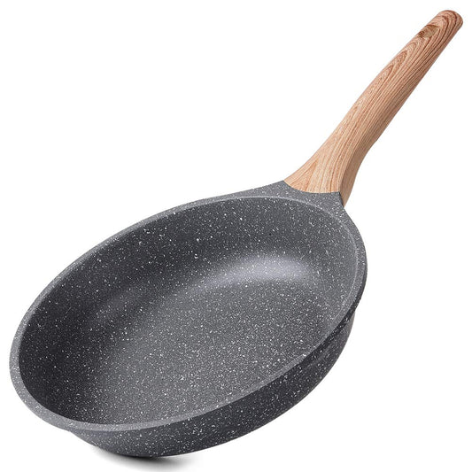 ZUOFENG Non Stick Frying Pans 28cm, Omelette Pan for Induction Hob, Granite Frying Pan Stone Pans Grey