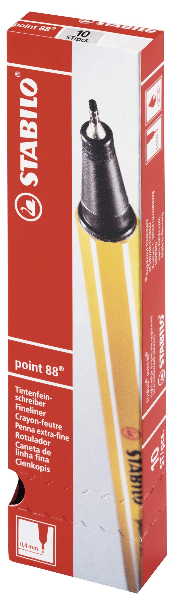 Fineliner - STABILO point 88 - Pack of 10 - Black