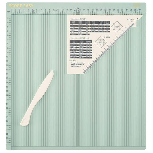 Vaessen Creative 2137-050 Easy Scoring Board cm in Mint Green with Bone Folder and Guide for Card Making and Paper Crafts, 30,5 x 30,5 cm Single