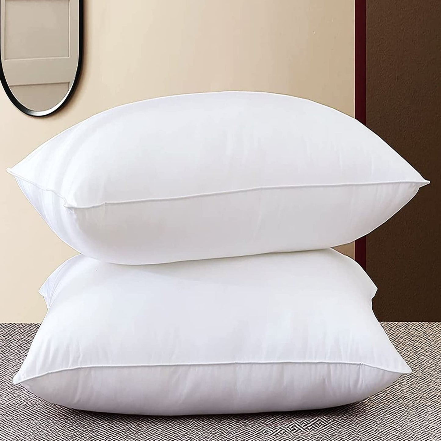 Adam Home Cushion Inserts 50cm x 50cm (20" x 20" inches) Quick Rebound Fluffy White Cushion Inner, Perfect Hollowfibre for Sofa Cushion Pads (Pack of 2) White 20 X 20 2 Count (Pack of 1)