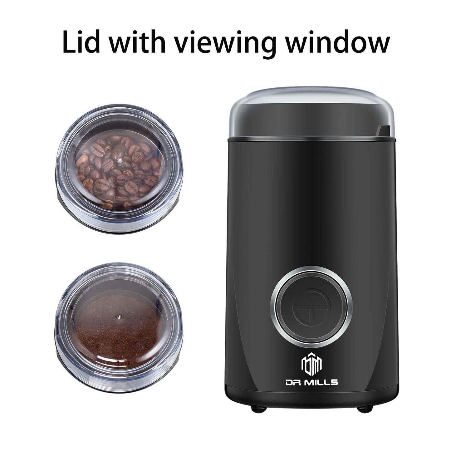 DR MILLS DM-7441 Electric Dried Spice and Coffee Grinder, Blade & Cup Made with SUS304 stianlees Steel(Black） Black