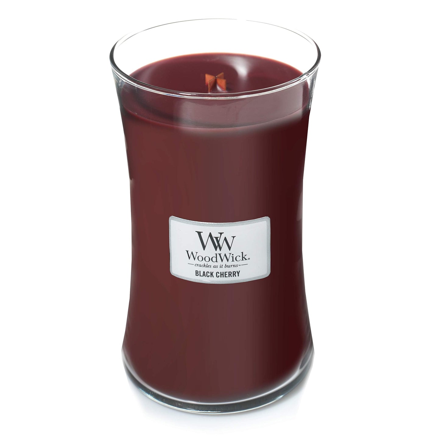 Woodwick Large Hourglass Scented Candle - Black Cherry - with Crackling Wick - Burn Time : Up to 130 Hours