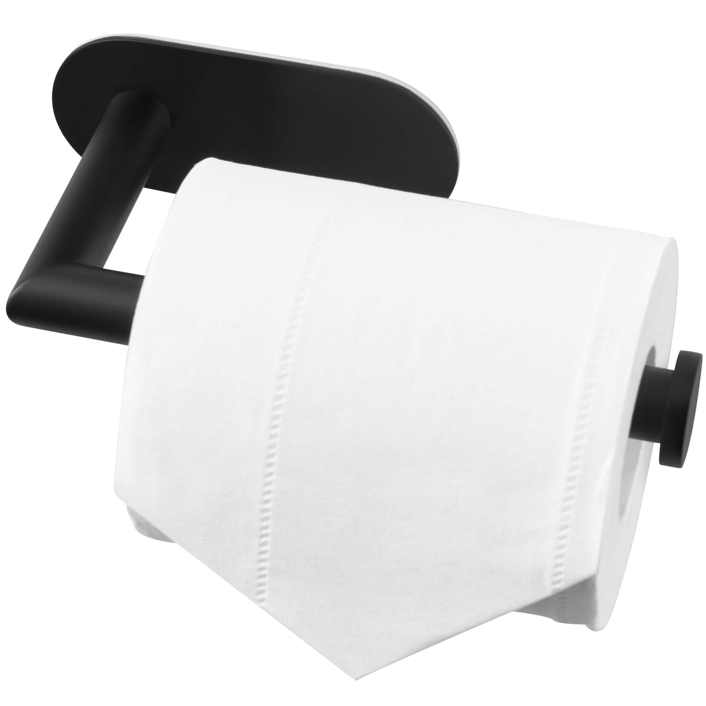 HITSLAM Matte Black Toilet Roll Holder Self Adhesive 304 Stainless Steel Stick on Toilet Paper Holder for Bathroom