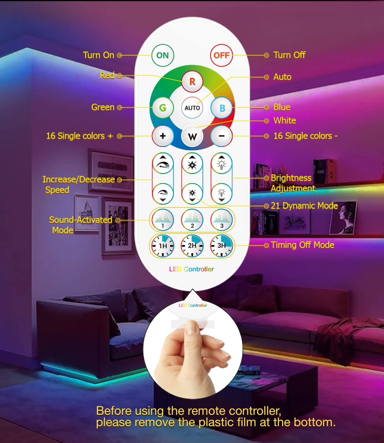 Daymeet TV Led Lights, 4M TV Led Backlight Led Lights USB Powered RGBIC TV Led Light Strip for 55-75 inch TV/Monitor Behind Lighting, Led TV Lights with Remote, Music Sync Bluetooth APP Control Running Light Color 4M for 55"-75" TV