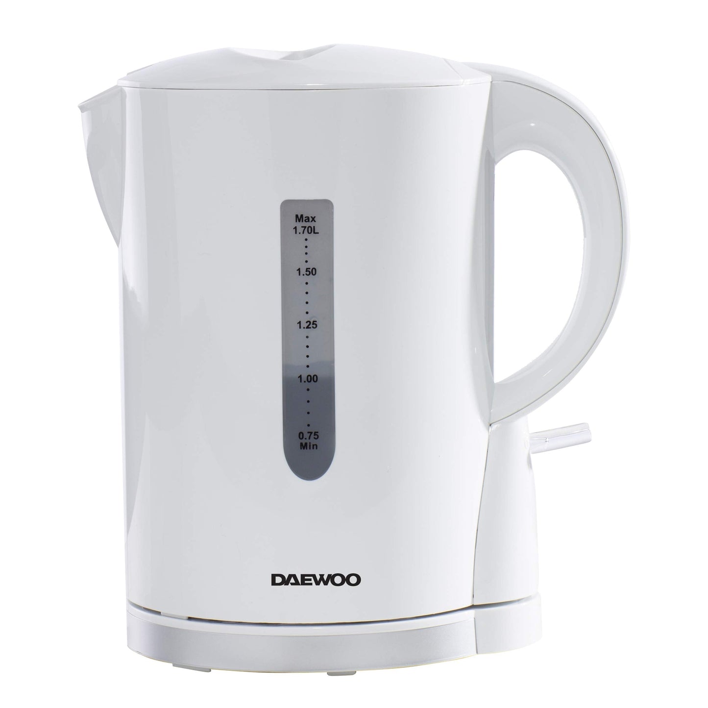 Daewoo Plastic Chrome Kettle, 1.7 Litres, Fast Boil, Lightweight, Easy Clean - White