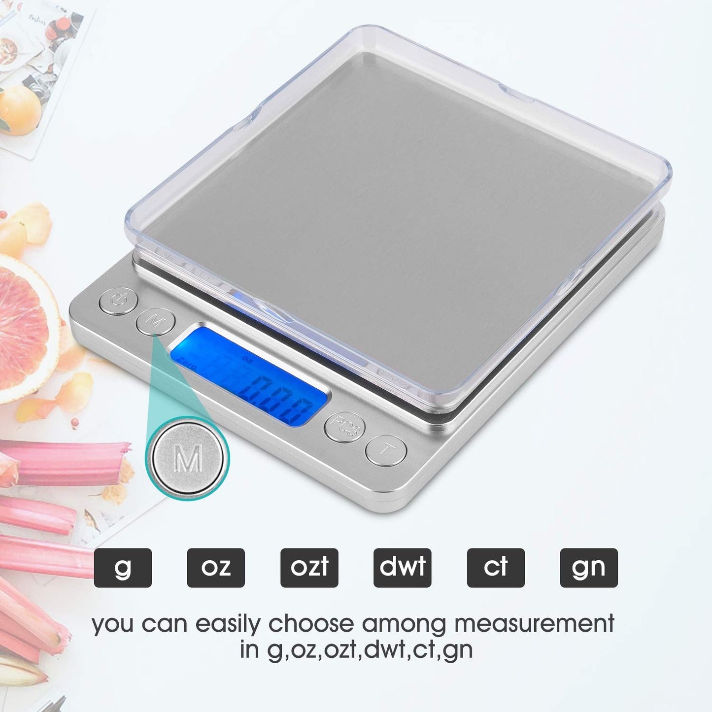 Mini Kitchen Scales,Mafiti Mini Food Scales 3000g x 0.1g/0.01oz with LCD Display Stainless Steel Platform for Coffee Food Cooking Baking Weight Postal Parel (Battery no Include) Sliver