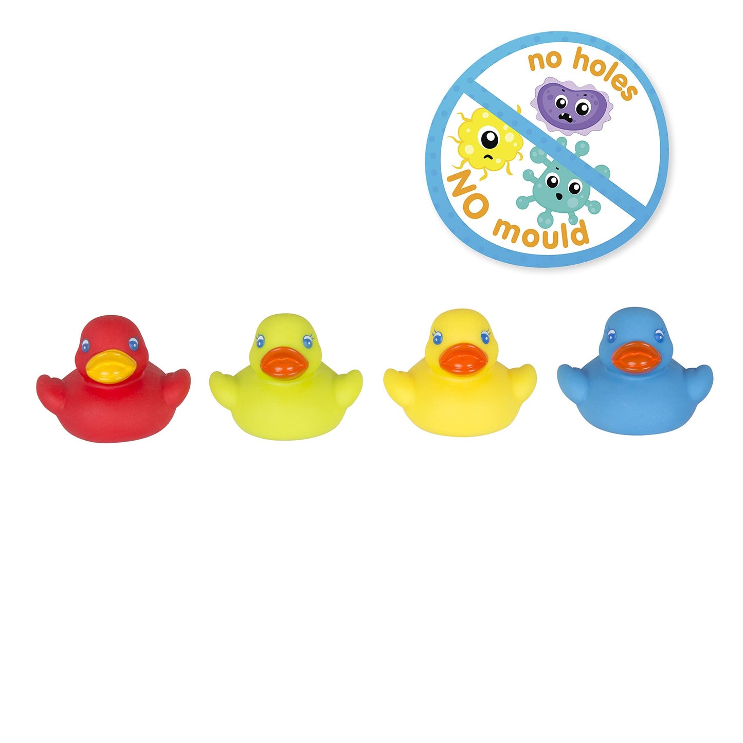 Playgro Mini-Ducks for the Bath, 4 Pieces, Fully sealed, Water and dirt resistant, Ideal for baby's bath, From 6 months, BPA Colourful, 40212 Mini bath ducks