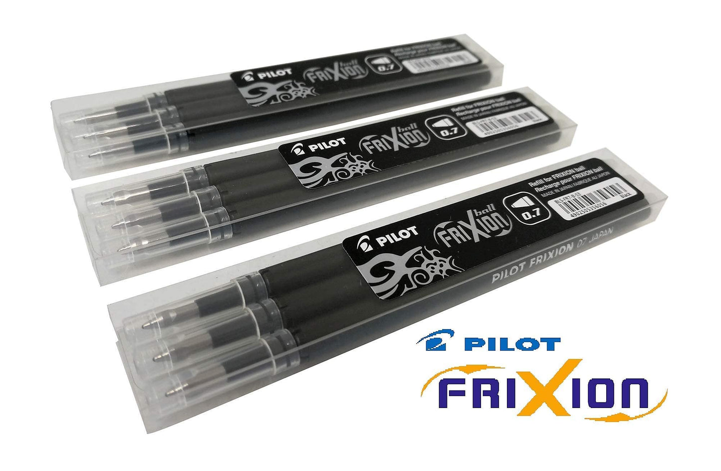 Frixion Erasable Pens, Bundle of 9 Refill Black Gel Ink Fine Point 07 #.1 Pack (Black)