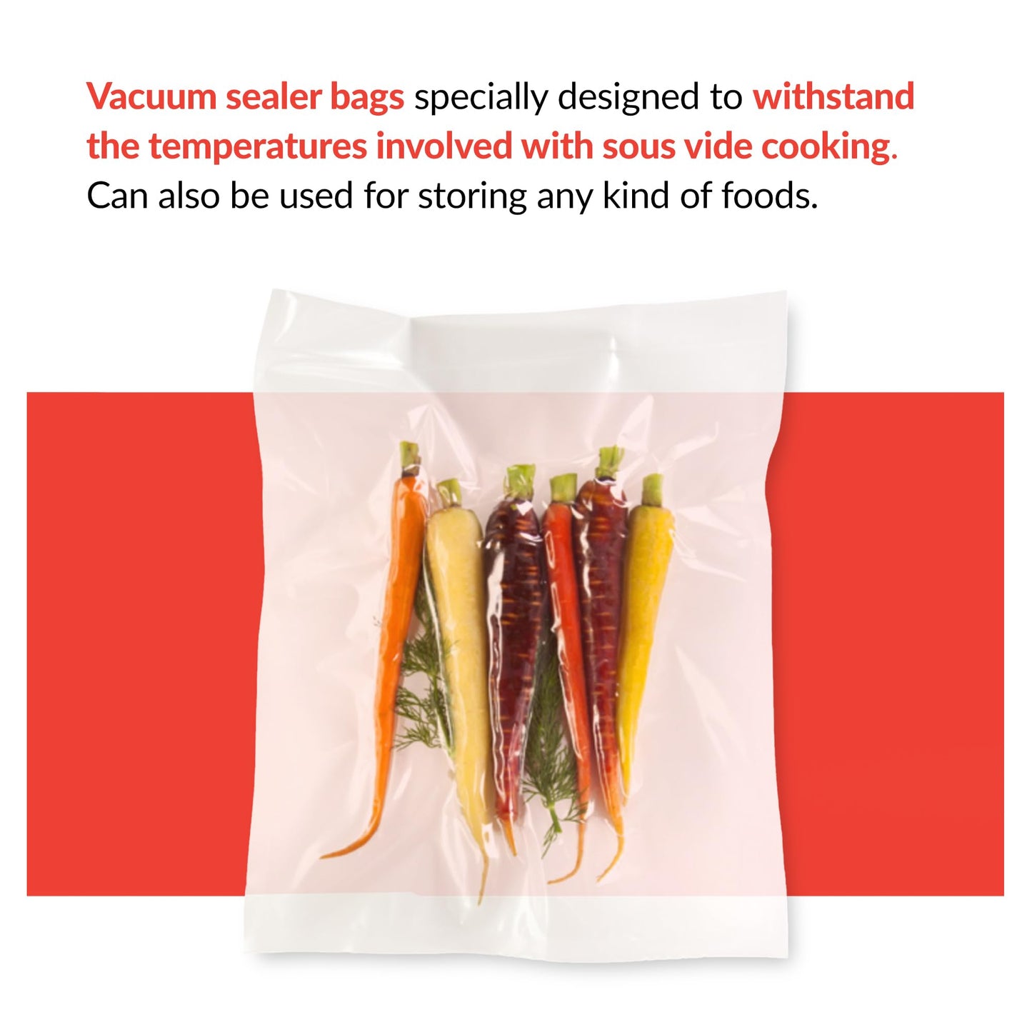 SousVideTools | Vacuum Sealer Bags | Pack of 100 | 25cm x 35cm | Embossed Food Storage | Sous Vide Cooking, Freezing & Microwaving | [SVT-06004] 250mm x 350mm