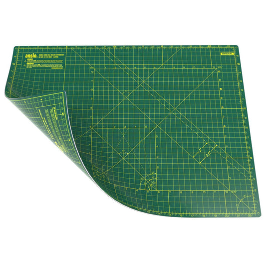 ANSIO Craft Cutting Mat Self Healing A2 Double Sided 5 Layers - Quilting, Sewing, Scrapbook, Fabric & Papercraft - Imperial/Metric 22.5 Inch x 17 Inch / 59cm x 44cm - Green/Green