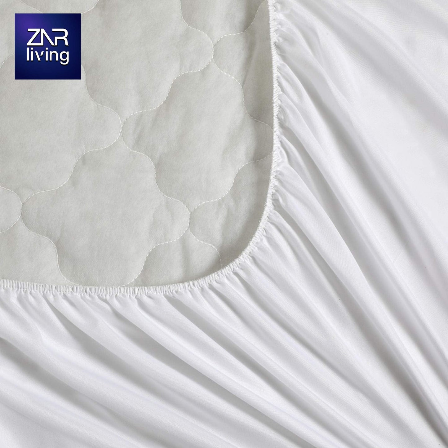 ZNR® Triple Filled Quilted Mattress Protector | King Size Mattress Toppers | 40 CM Extra Deep Skirt | Fitted Sheet Style Bed Cover | Hypoallergenic | Dust Mite Proof | Breathable | Noiseless…