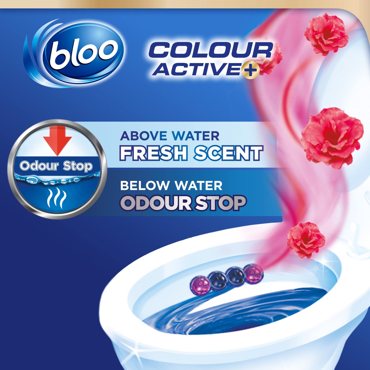 Bloo Colour Active Toilet Rim Block Fresh Flowers with Anti-Limescale, Cleaning Foam, Dirt Protection and Extra Freshness - 12 x rimblocks 50 g (Pack of 12)