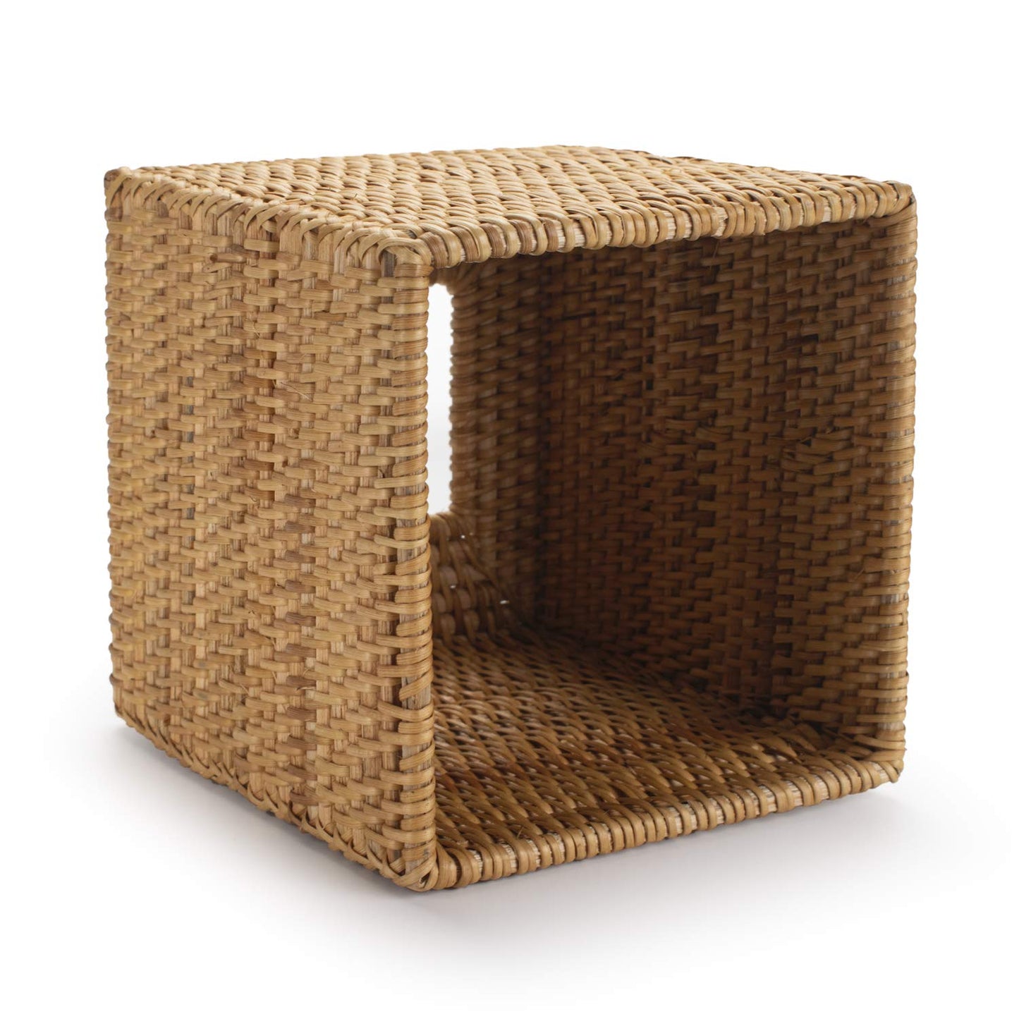 Square Rattan Tissue Box Cover, Hand Woven Wicker Tissue Holder, 14.5 x 14.5 x 14.5 cm, Natural