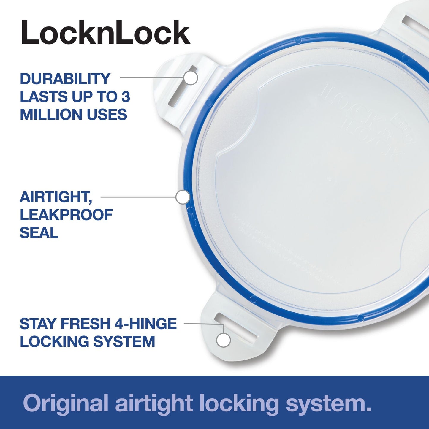 LocknLock Round Food Containers with Lids Set of 5 - Plastic Airtight & Watertight Food Storage Containers, BPA Free & Dishwasher Safe, 5 x 700ml