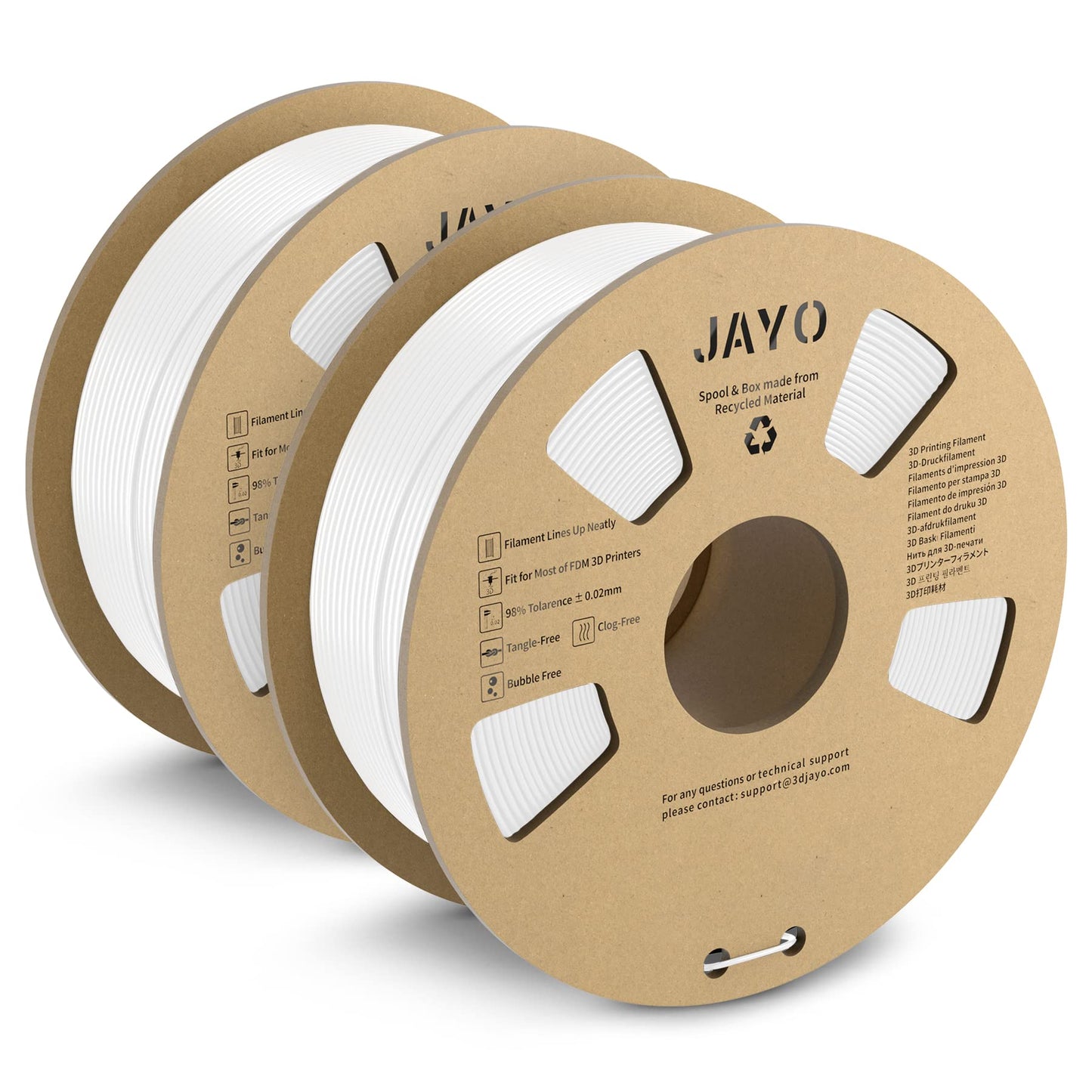 JAYO PLA+ 3D Printer Filament, PLA Plus Filament 1.75mm, 2.2KG, 2 Spools PLA+ White, Enhanced Toughness Filament, Dimensional Accuracy +/- 0.02 mm 2.2kg White+White 2.2KG PLA+ (2 Spool)