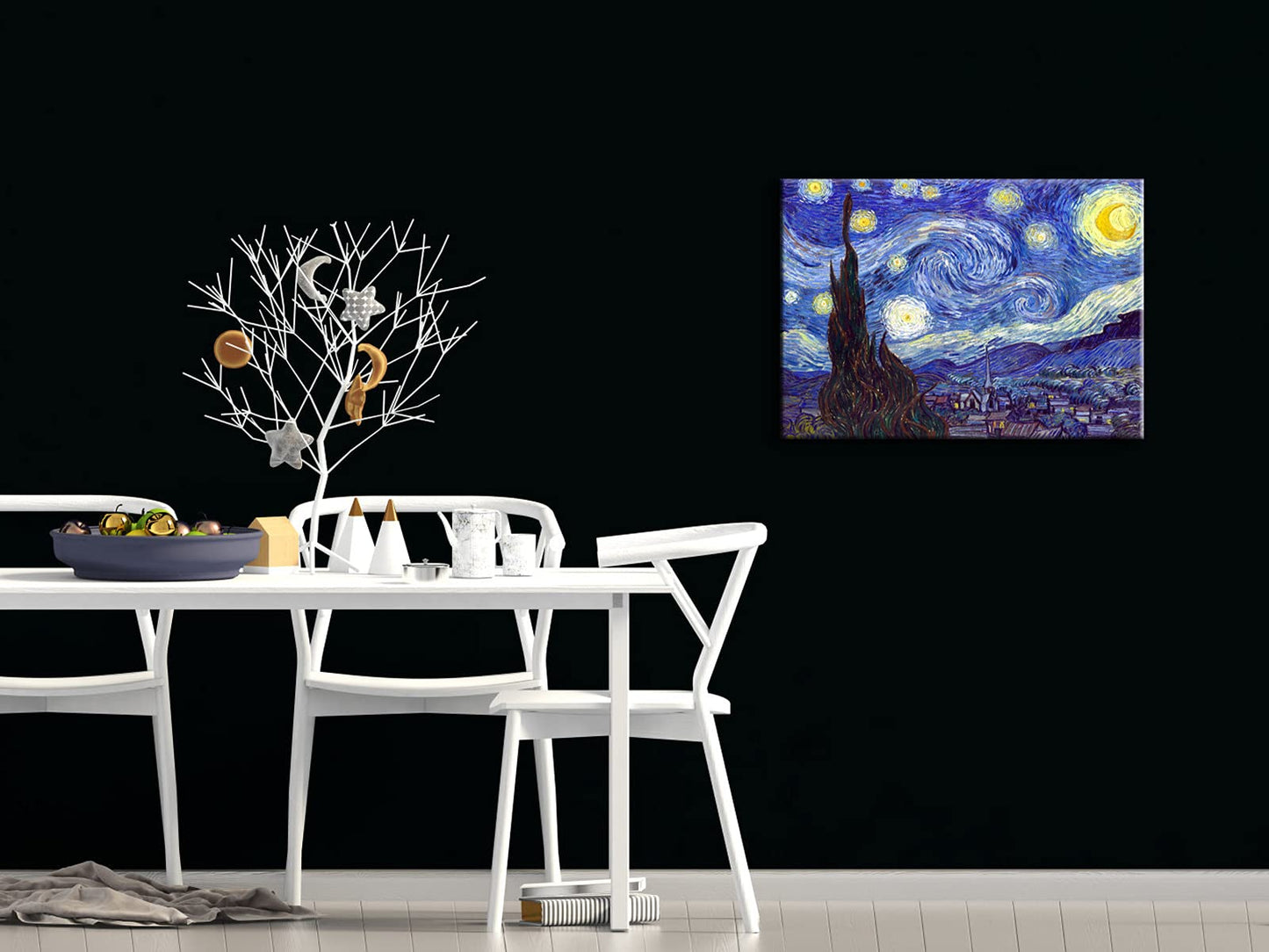 Wieco Art Starry Night Abstract Canvas Prints Wall Art of Van Gogh Famous Artwork Modern Gallery Wrapped Classic Sky Star Pictures Artwork for Living Room Home Office Decorations 28x20inch(70x50cm)