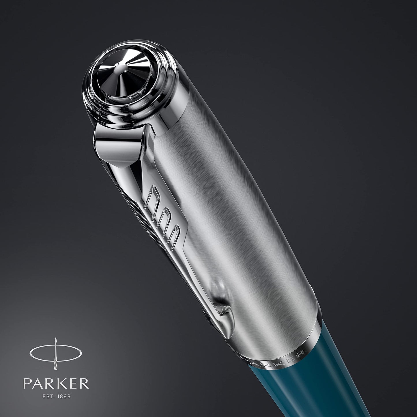 Parker 51 Ballpoint Pen | Teal Blue Barrel with Chrome Trim | Medium Point with Black Ink Refill | Gift Box Parker 51