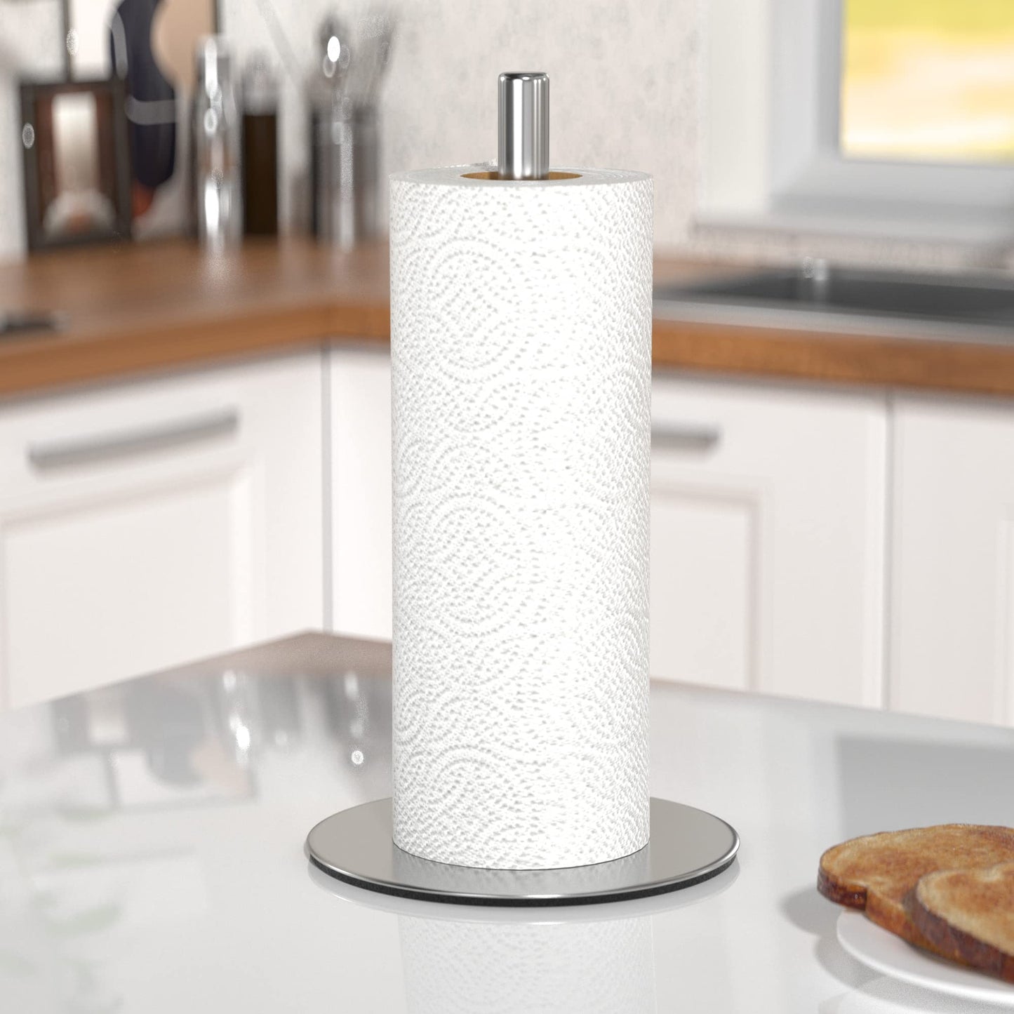 Kitchen Roll Holders Silver Free Standing Paper Towel Holder, Premium Stainless Steel Kitchen Towel Holder For Kitchen Rolls Organizer, Classic Fashion Kitchen Roll Dispenser Suit For Any Kitchen