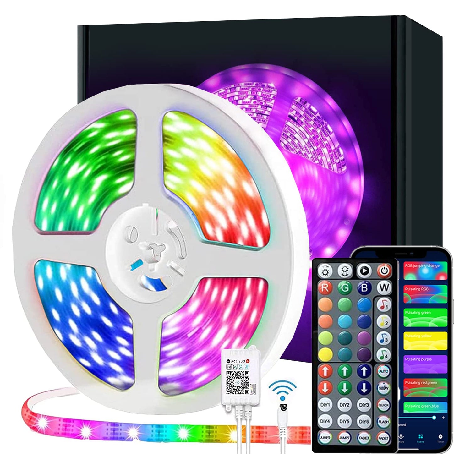 LATKRUU 20M LED Strip Lights with Remote, LED Lights for Bedroom Bluetooth RGB Lights Strip LED Tape Lights Music Sync Colour Changing Mood Light for Bedroom, Room, Christmas Decoration