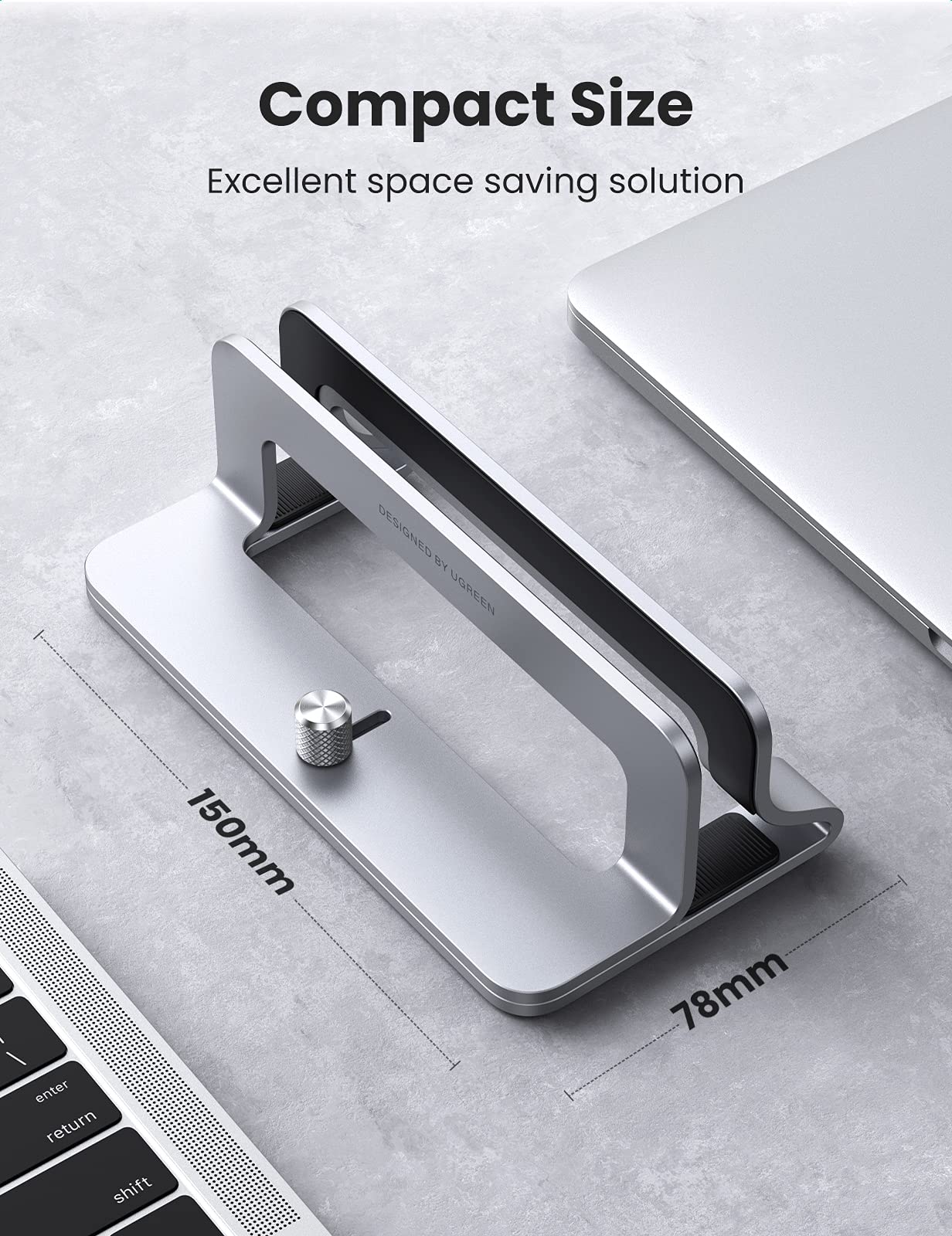 UGREEN Vertical Laptop Stand for Desk Adjustable Laptop Stand, Holder Dock Aluminum Desktop Stand, Compatible for MacBook Air Pro, Microsoft Surface(Grey) Grey