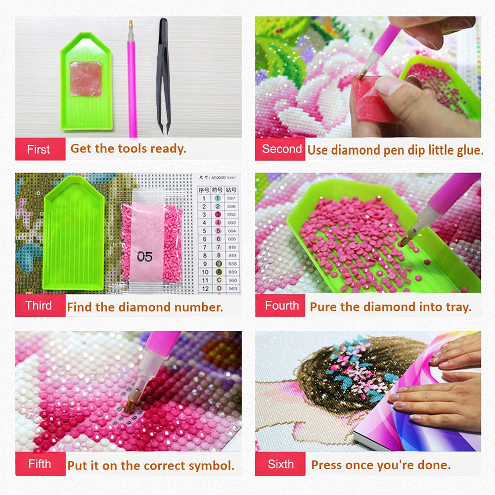 Jatidne DIY Diamond Painting Accessories Full Kit Diamond Art Tool with Diamond Embroidery Box for Diamonds Earrings Beads Necklace