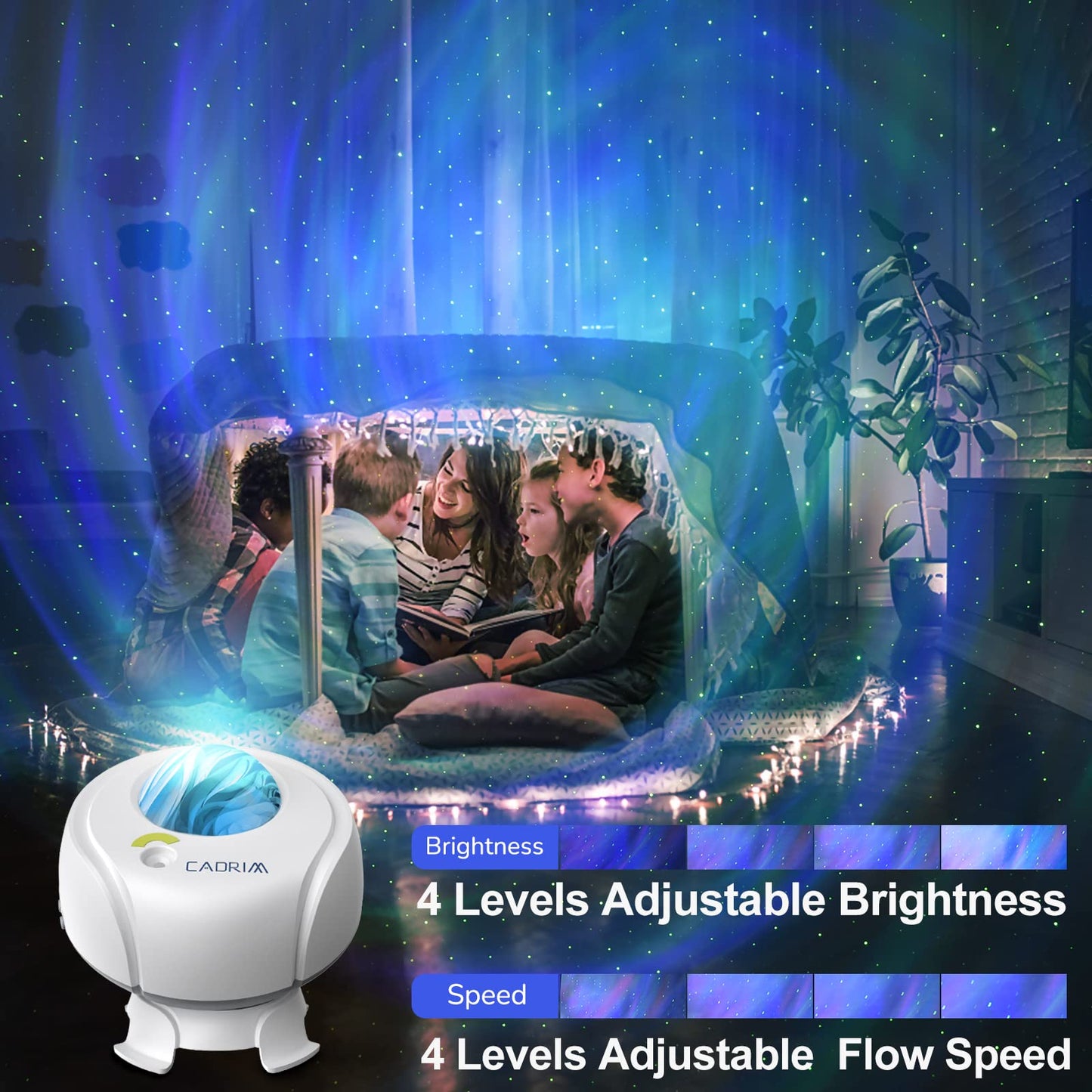 Cadrim Projector Star Galaxy Projector Universe Sky LED Night Light Starry Multicolor 3 in 1 Bluetooth Speaker 10 Levels Remote Control Timer Adjustable 90° Projection Lamp Bedroom Party Gift - White universe, nebula, stars