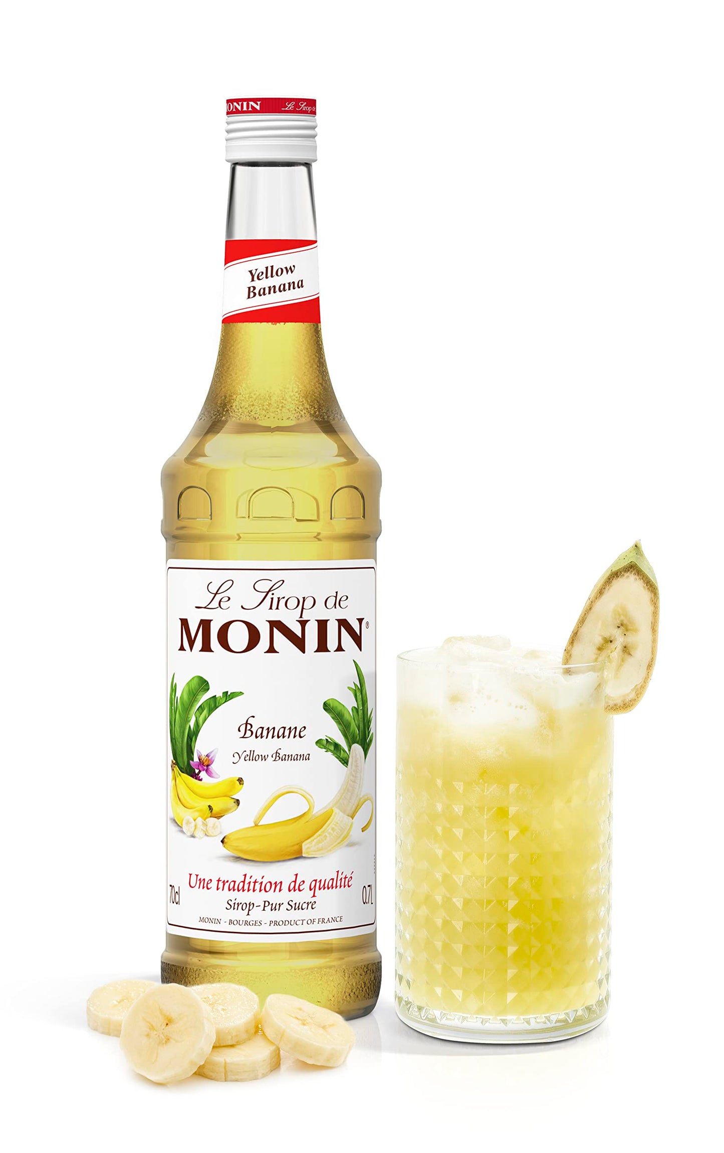 MONIN Premium Yellow Banana Syrup 1L for Cocktails and Mocktails. Vegan-Friendly, Allergen-Free, 100% Natural Flavours and Colourings. Pair with Caramel for Banoffee Syrup 1 l (Pack of 1)