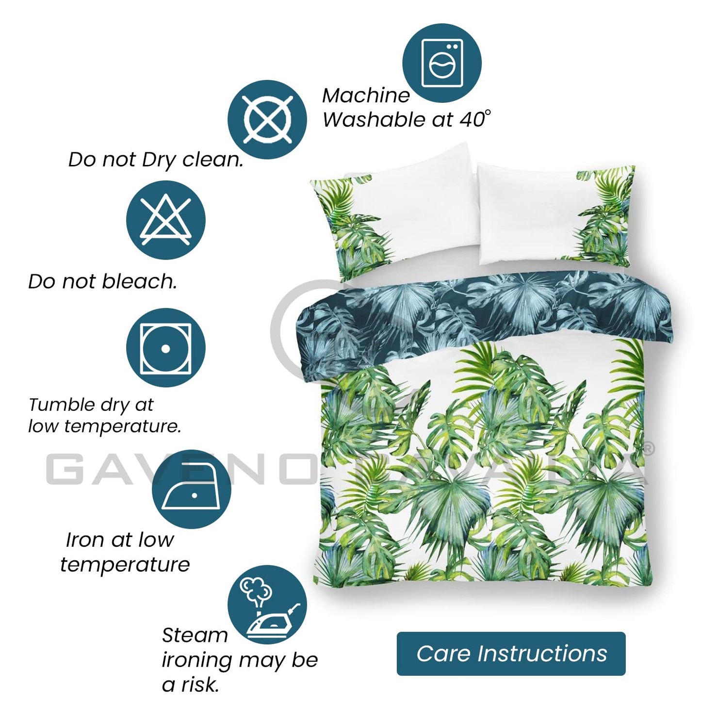 GC GAVENO CAVAILIA Tropical Leaf Bedding & Linen Set, Reversible Duvet Cover King Size, Ultra Soft Comforter Set, Multi